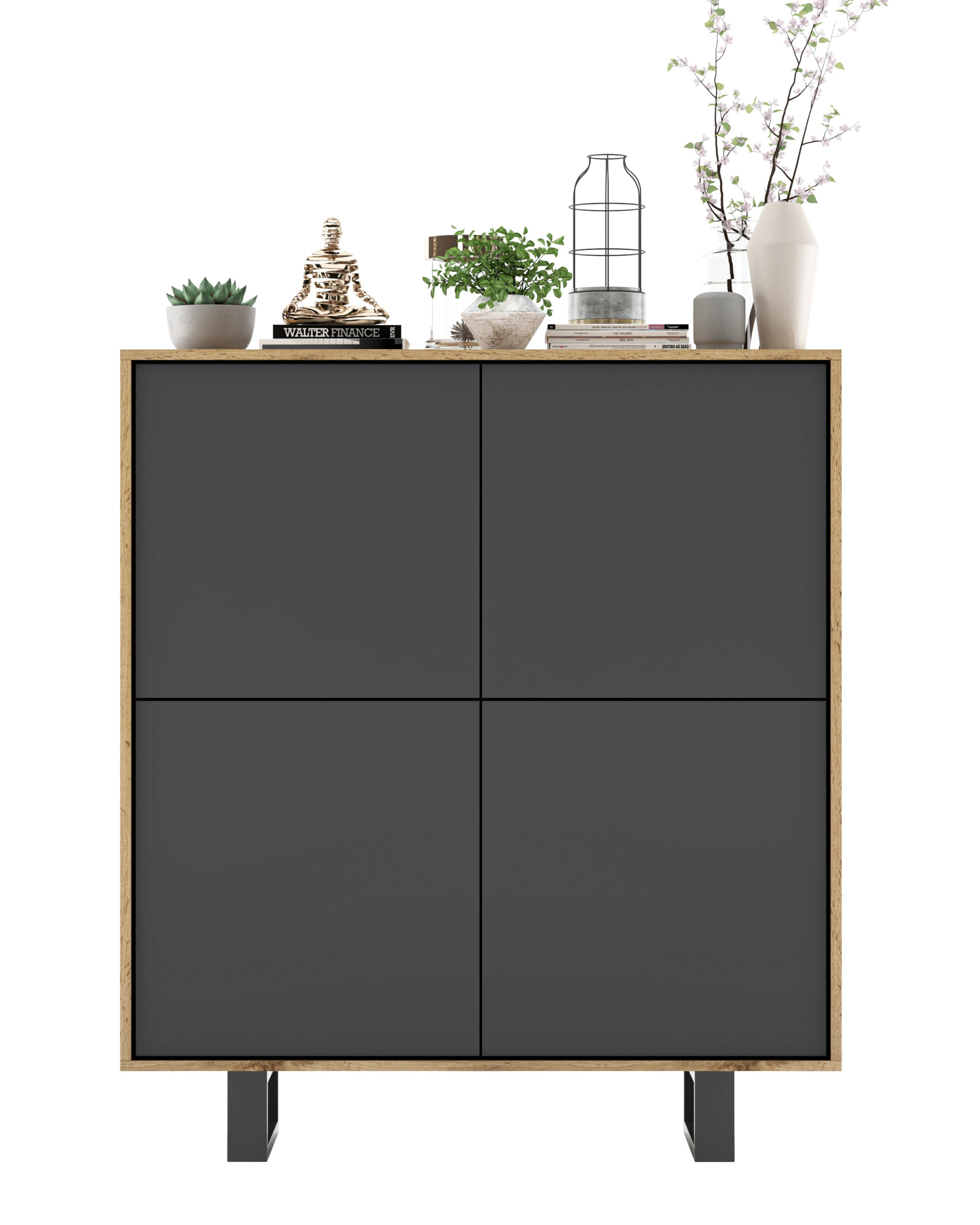 Komoda Loft szafka RTV Wotan Grafit MAT 113 cm