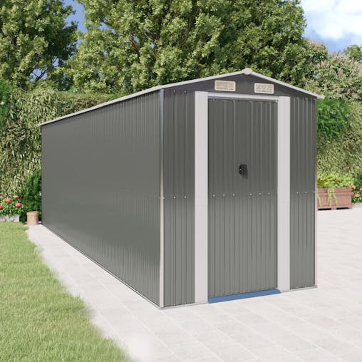 NNEVL Garden Shed Light Grey 192x606x223 cm Galvanised Steel