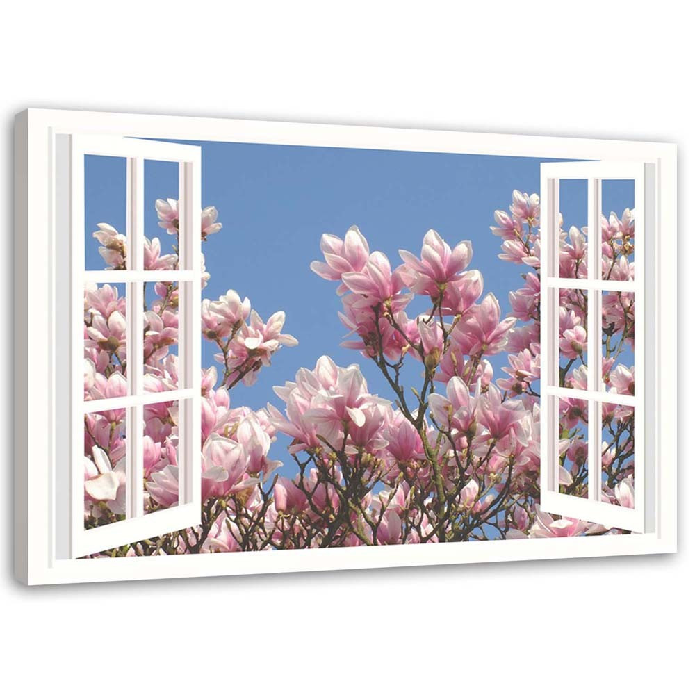 Feeby Obraz na płótnie Kwitnąca magnolia za oknem 60x40