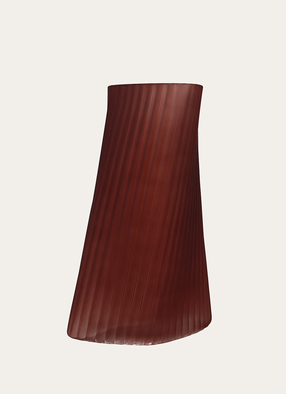 VASE EN VERRE FORME ÉTIRÉE BORDEAUX TRANSPARENT GIVRE