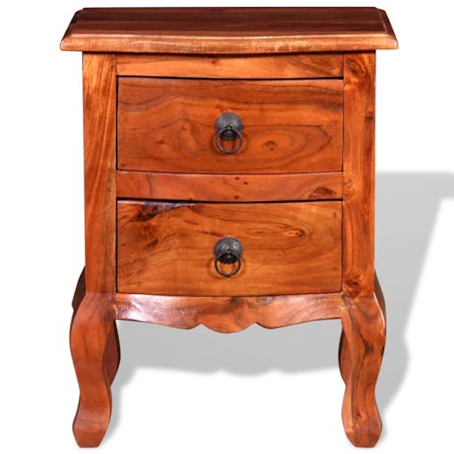 NNEVL Nightstands with Drawers 2 pcs Solid Acacia Wood