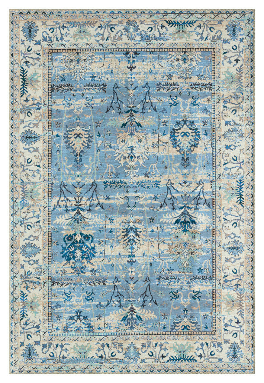 RADOM - Tapis salon classique lavable - bleu 120x170cm