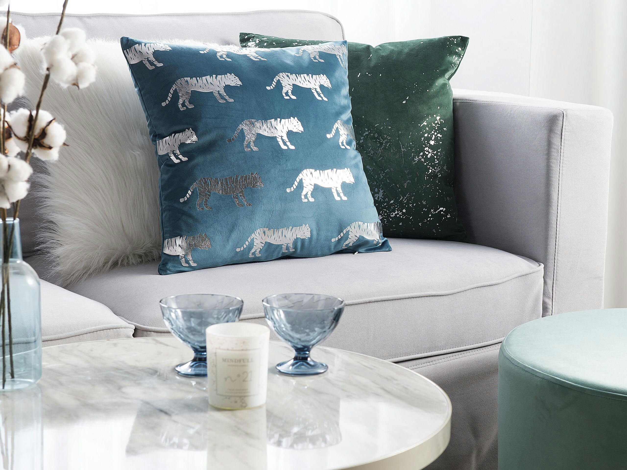 BLUEBELL - Lot de 2 coussin décoratifs en tissu bleu 45x12cm