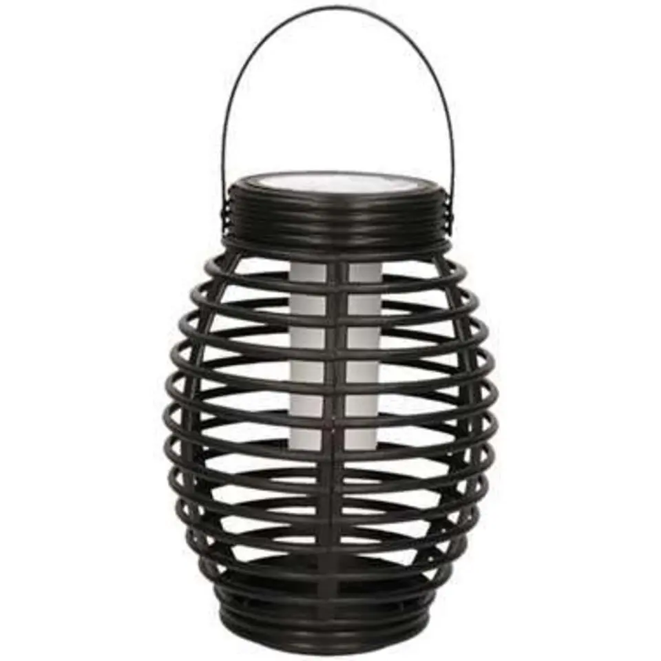 Lantaarn - solar - tuinverlichting - zwart - met vlameffect - 19 cm