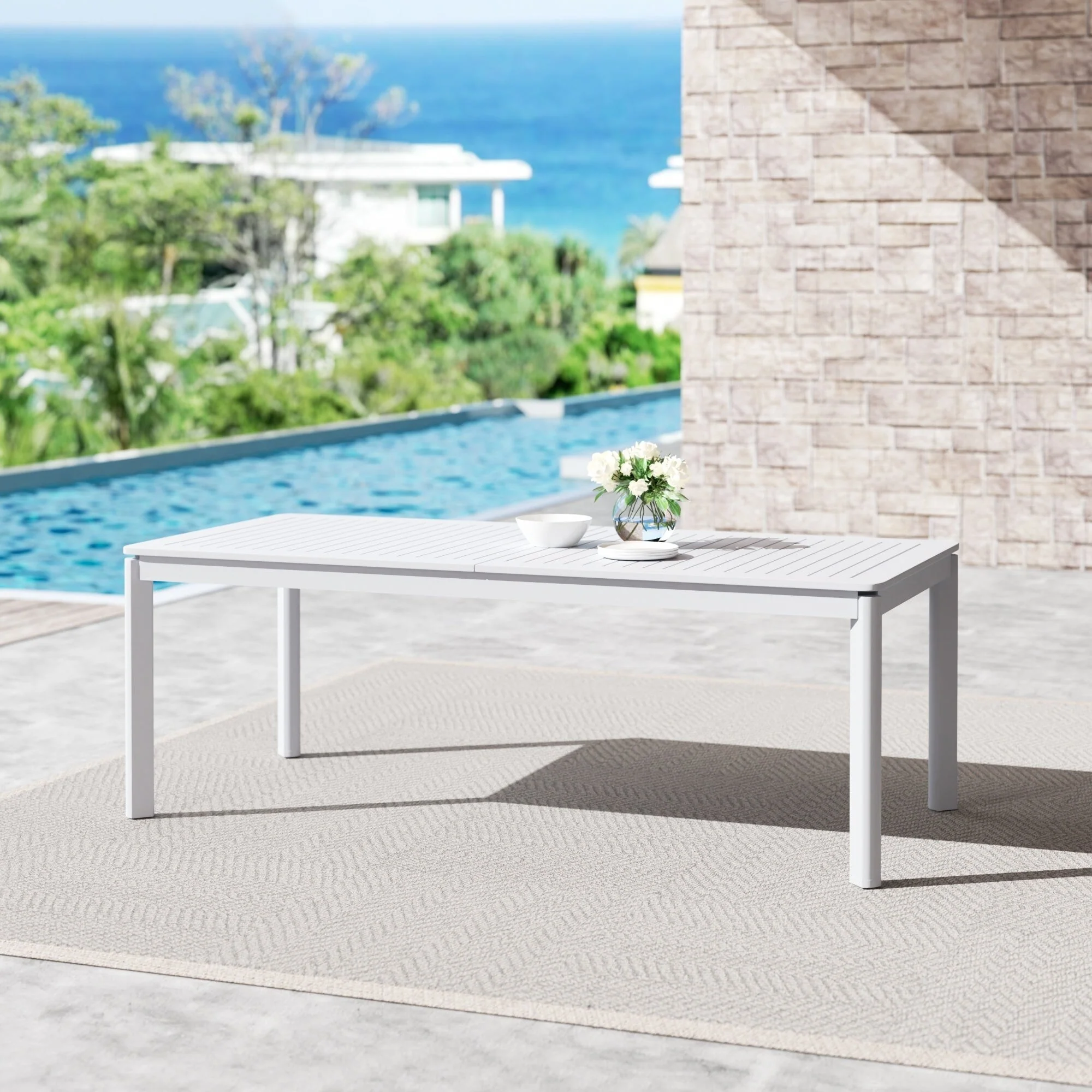 DESwan 108 in. x 39 in. Aluminum Extendable Outdoor Dining Table