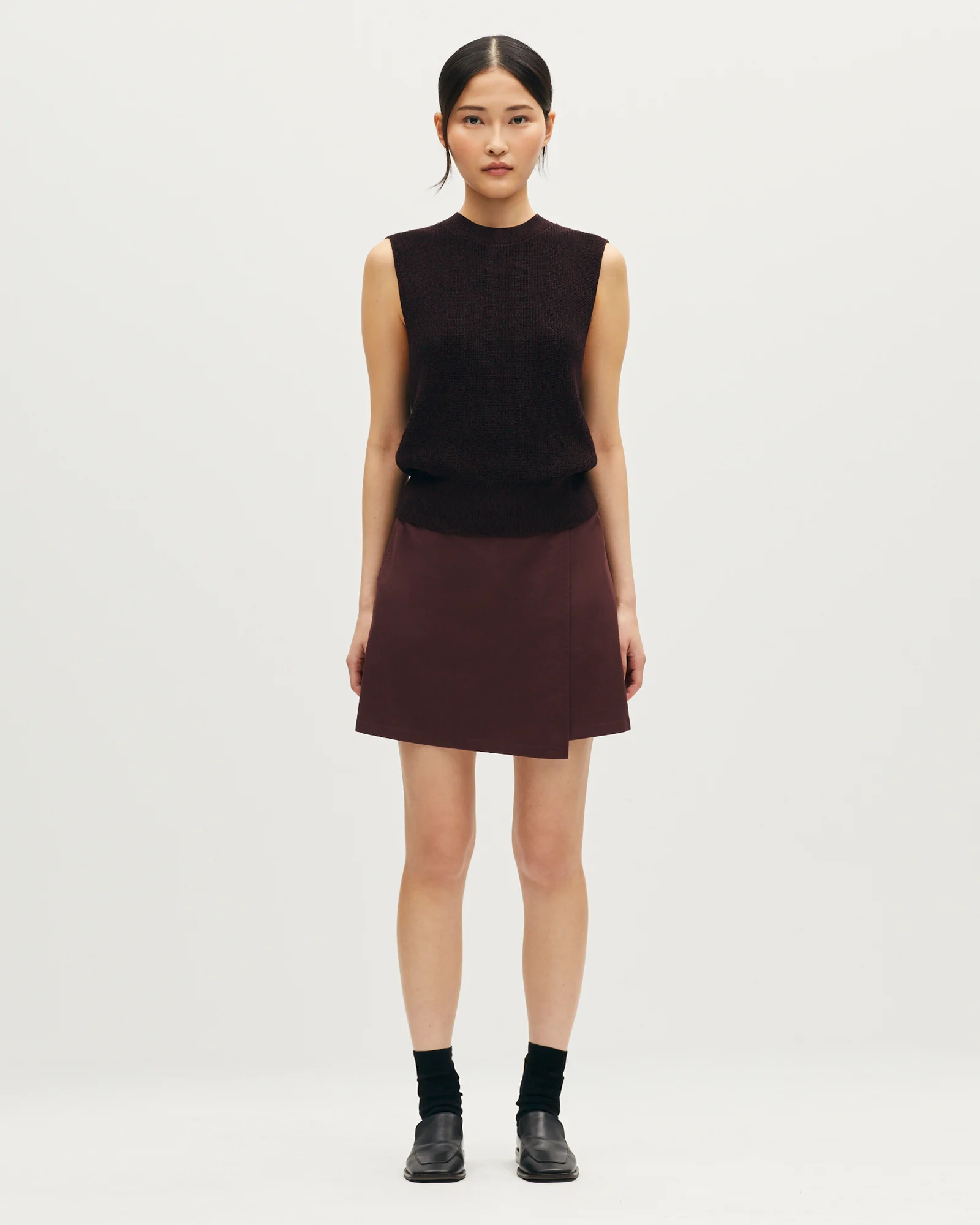 Jupe portefeuille courte en coton