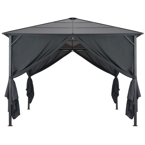 NNEVL Gazebo with Curtain Aluminium 3x3 m Black