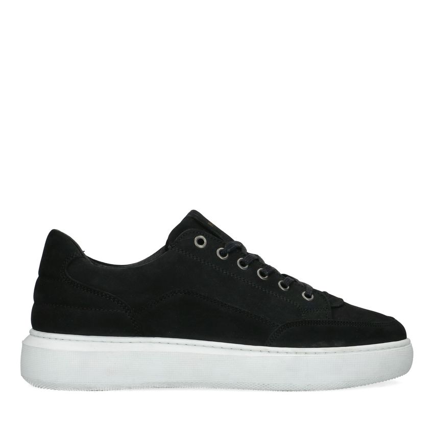 Manfield Zwarte nubuck sneakers