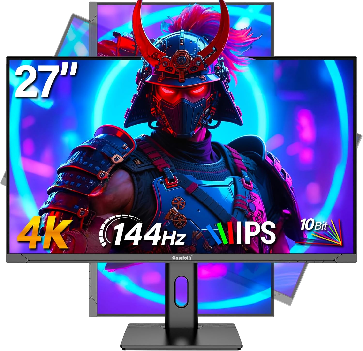 Gawfolk 27 Inch 4K Gaming Monitor IPS  UHD 3840 x 2160p 144Hz PC Computer Monitors IPS Screen for Home & Office  HDMI  DisplayPort  Wall Mount Compatible