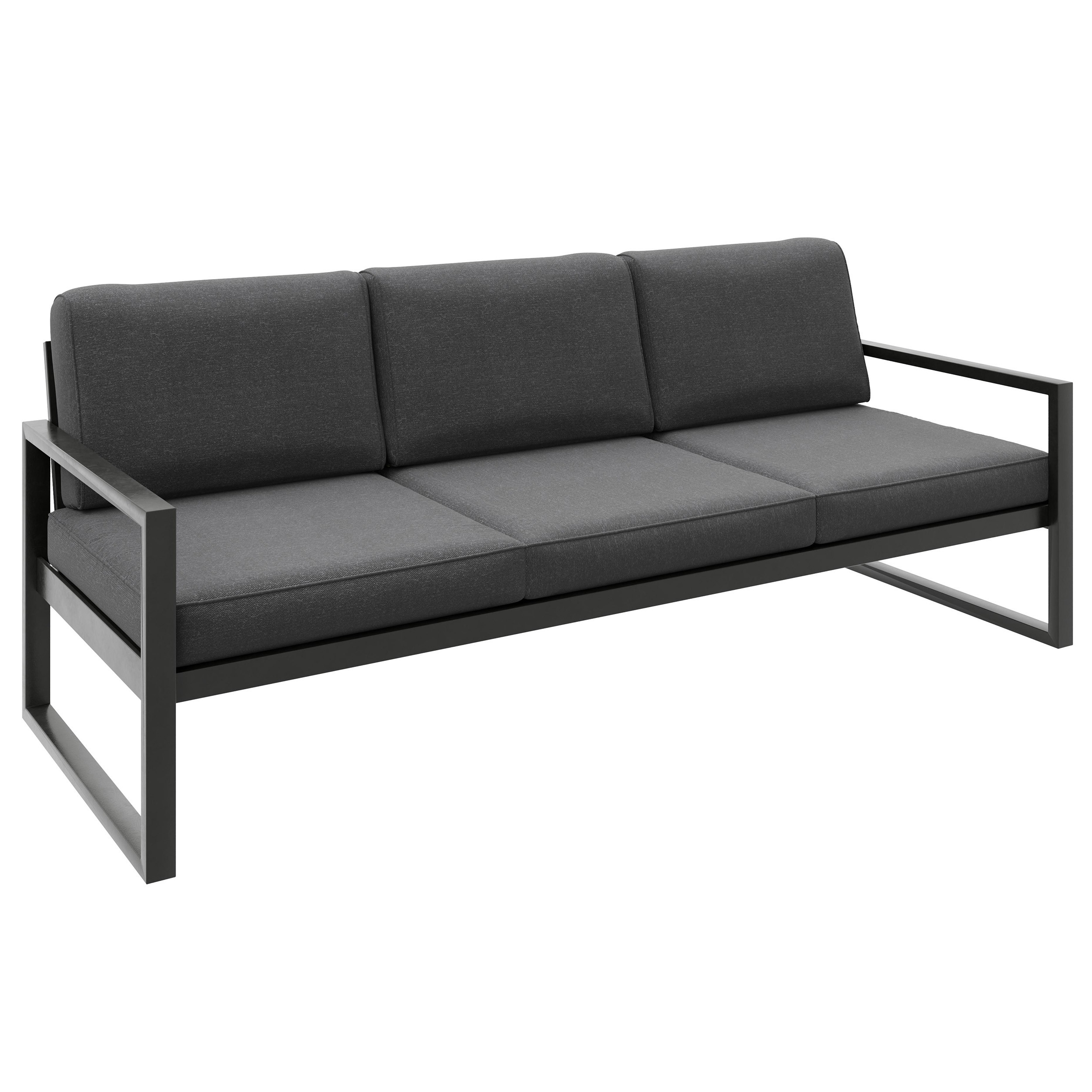 Sofa trzyosobowa ogrodowa STELLA ciemny szary – metalowy,