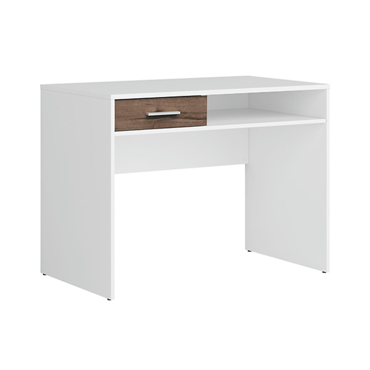 - Bureau 1 tiroir stratifiés naturel foncé et blanc