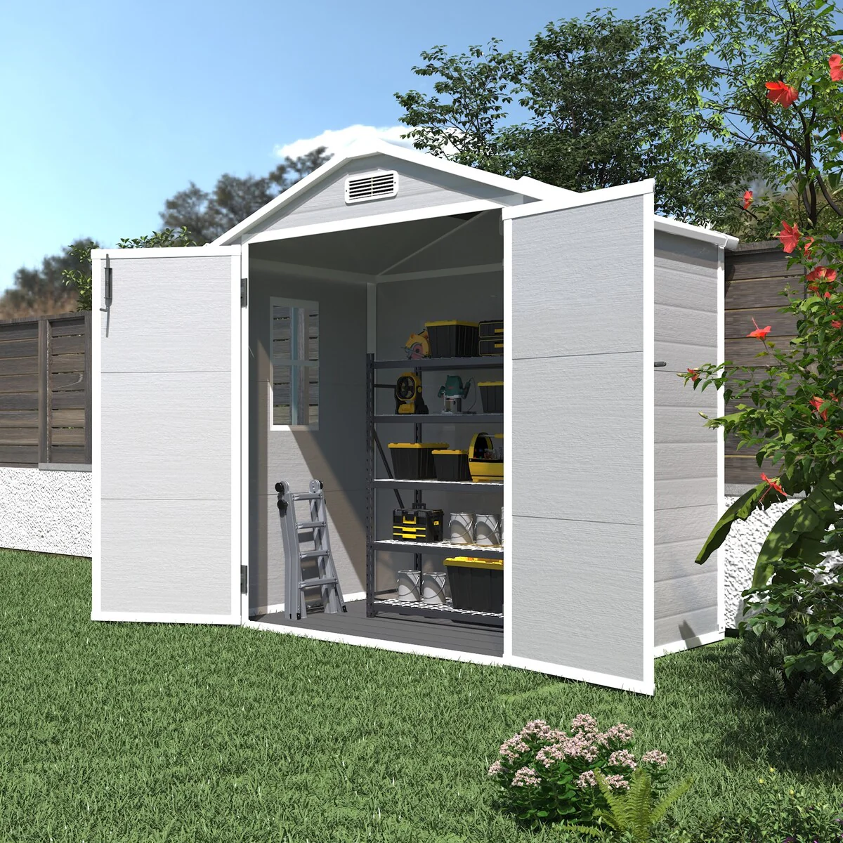 6' x 4.4' Resin Weather Resistant Outdoor Storage Shed with Floor Light Grey