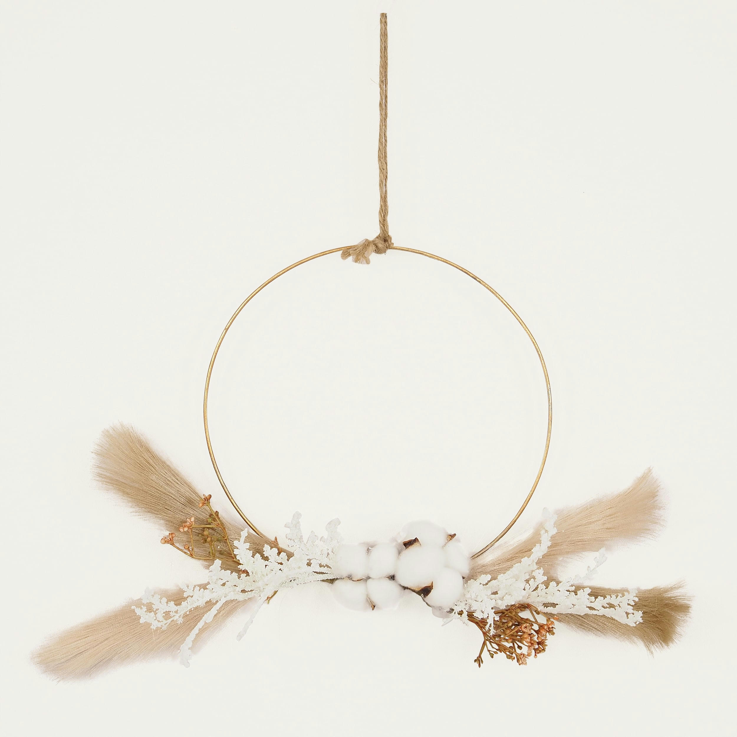 - Couronne fleurs artificielles et plumeaux 30cm