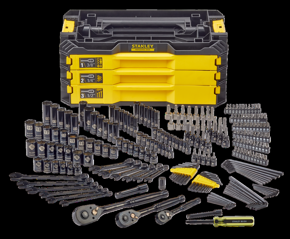 Stanley Professional Grade Black Chrome Socket Set, SAE/Metric, 236-pc