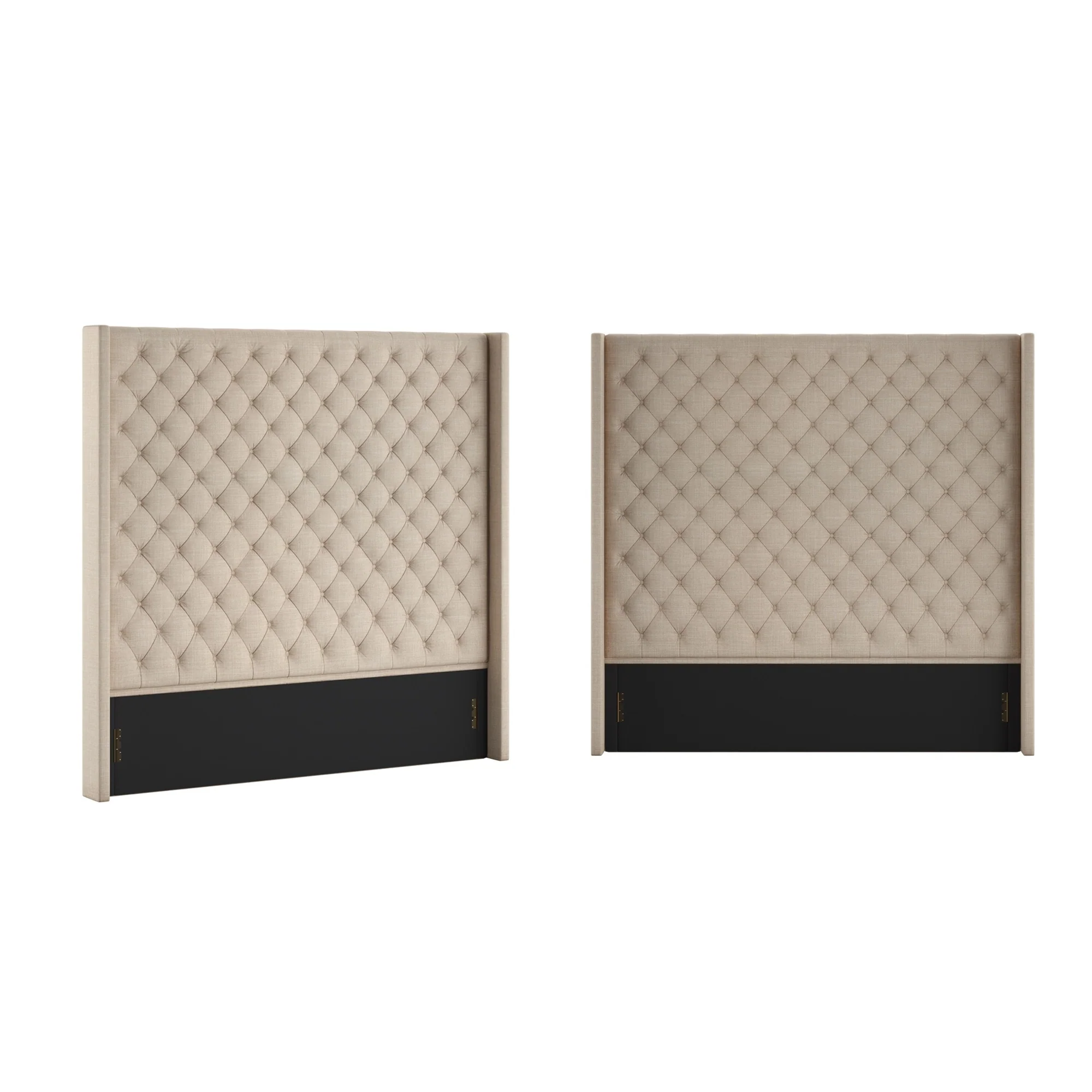 Detmold Wingback Button Tufted Linen Fabric Headboard