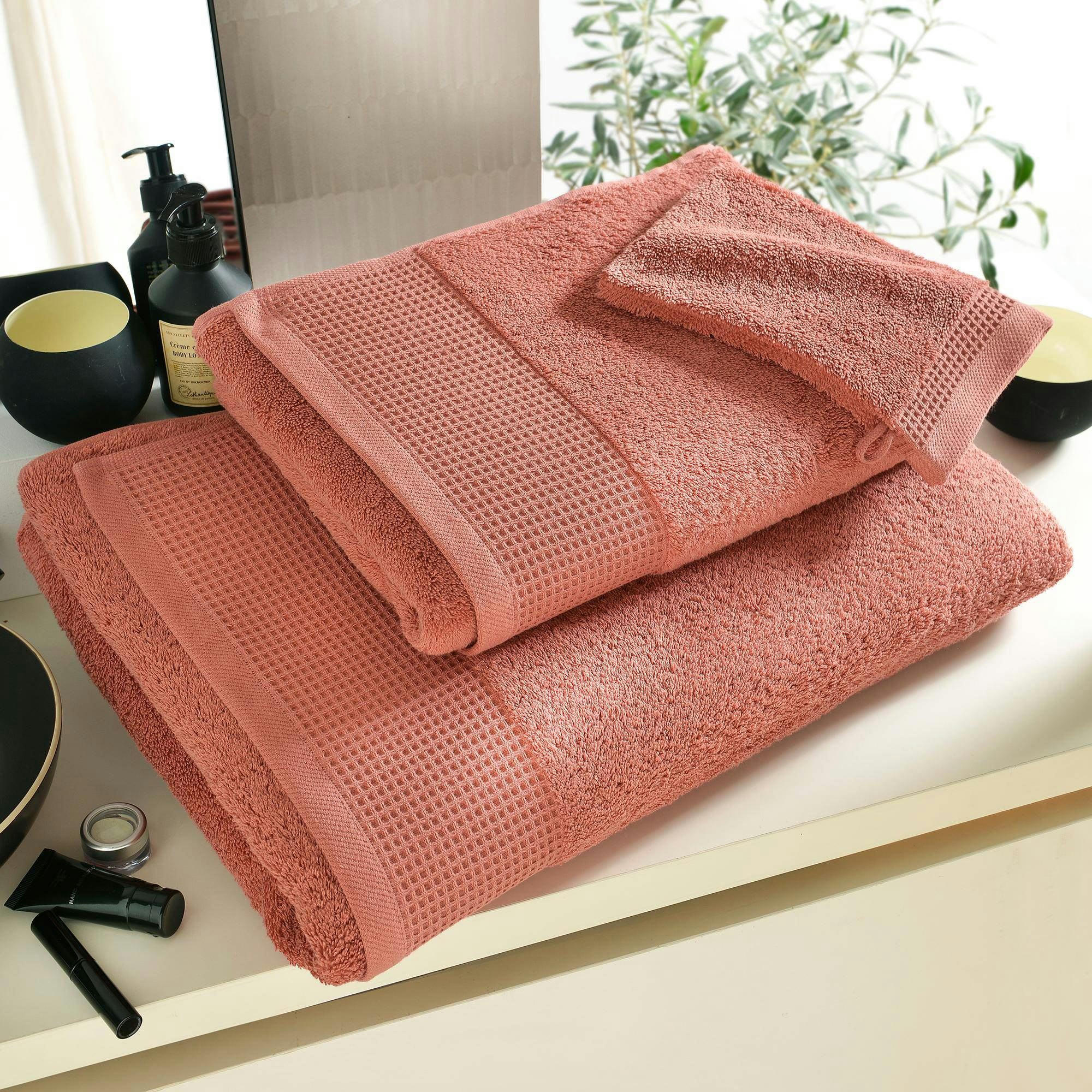 BEESPONGE - Drap de bain 70x140 rose bois de rose en coton 500 g/m²
