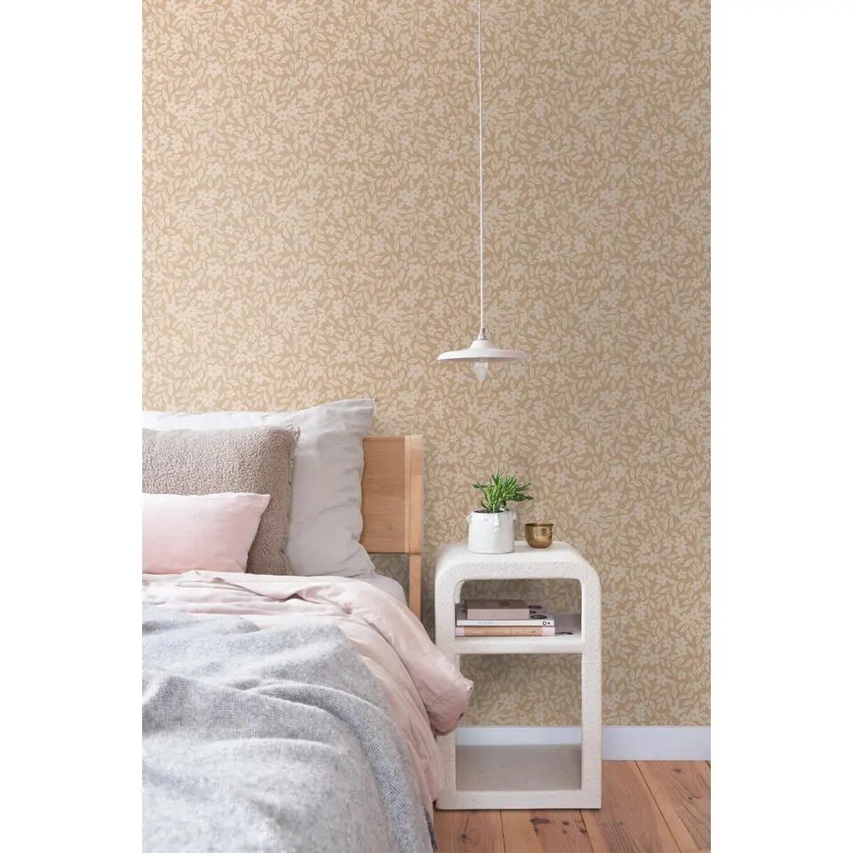 ESTAhome behang bloemetjes warm beige - 50 x 900 cm
