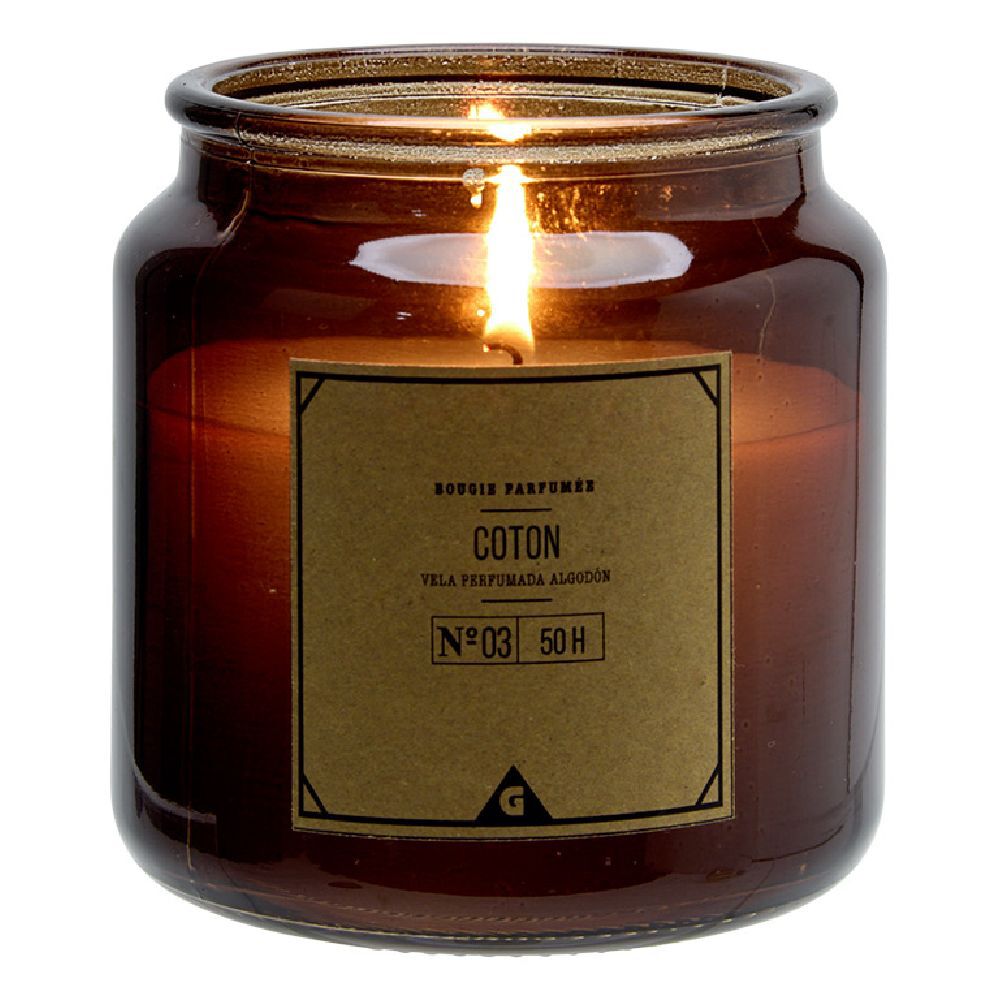 Bougie dans pot en verre marron senteur Coton