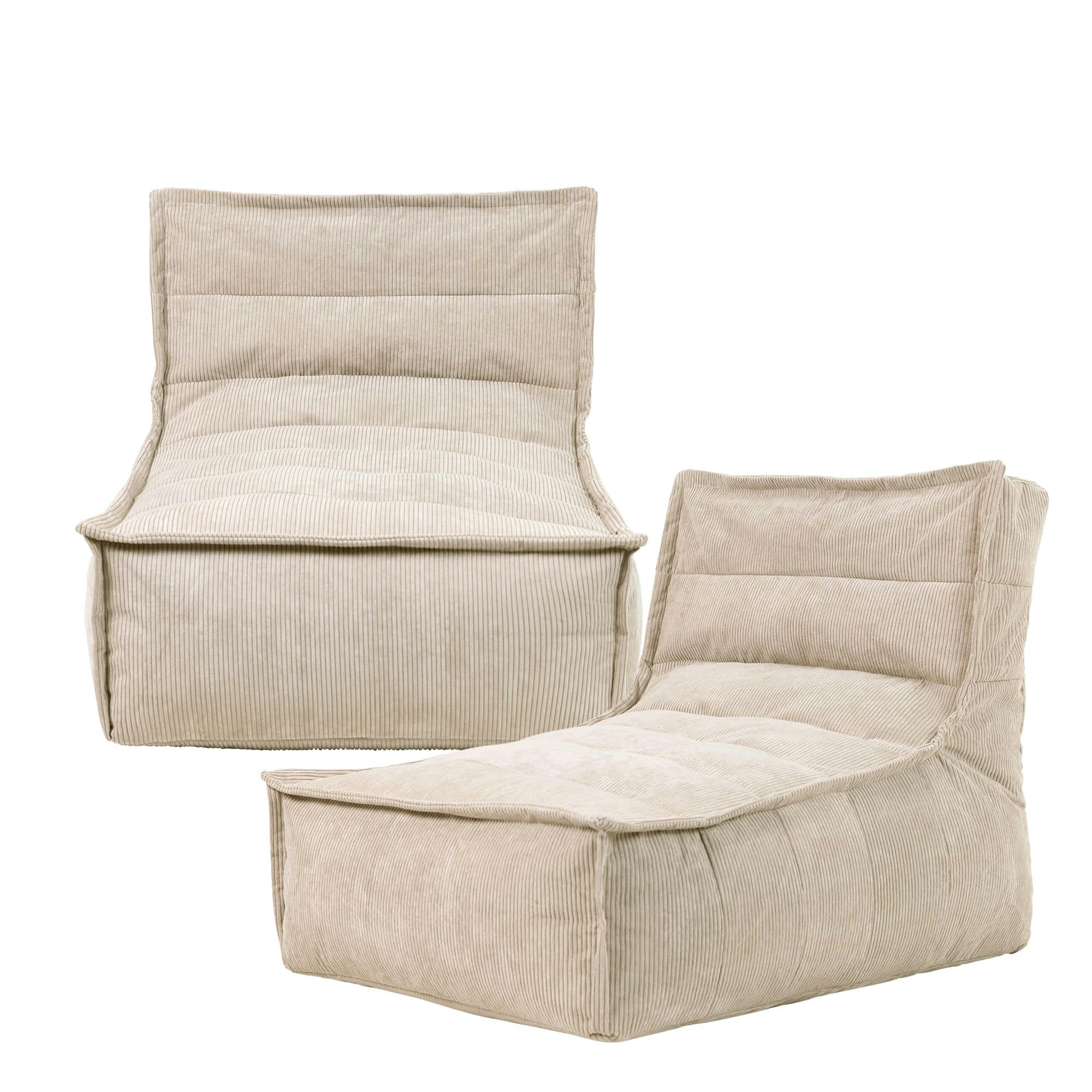OTTO - Pouf modulable sofa velours côtelé, 2 pièces, beige