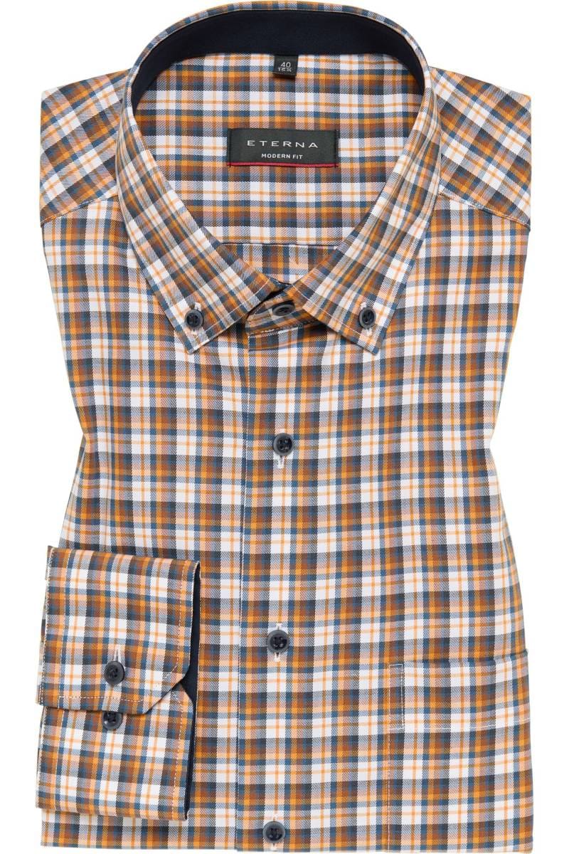 ETERNA Modern Fit Hemd orange, Kariert