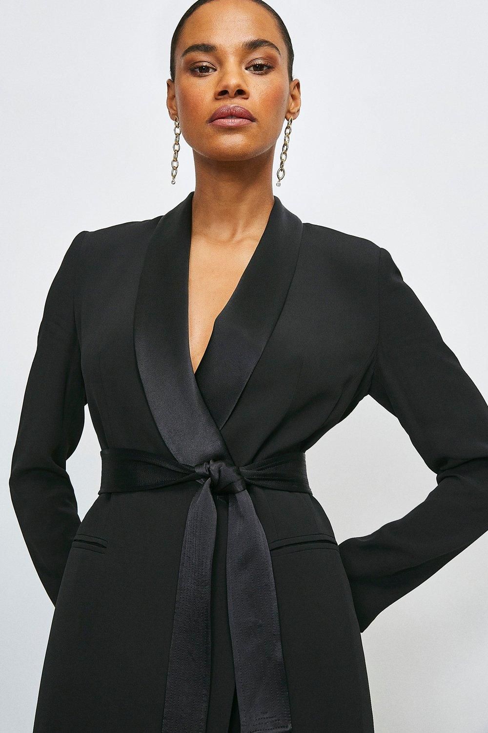 KarenMillen Tailored Tuxedo Wrap Mini Dress