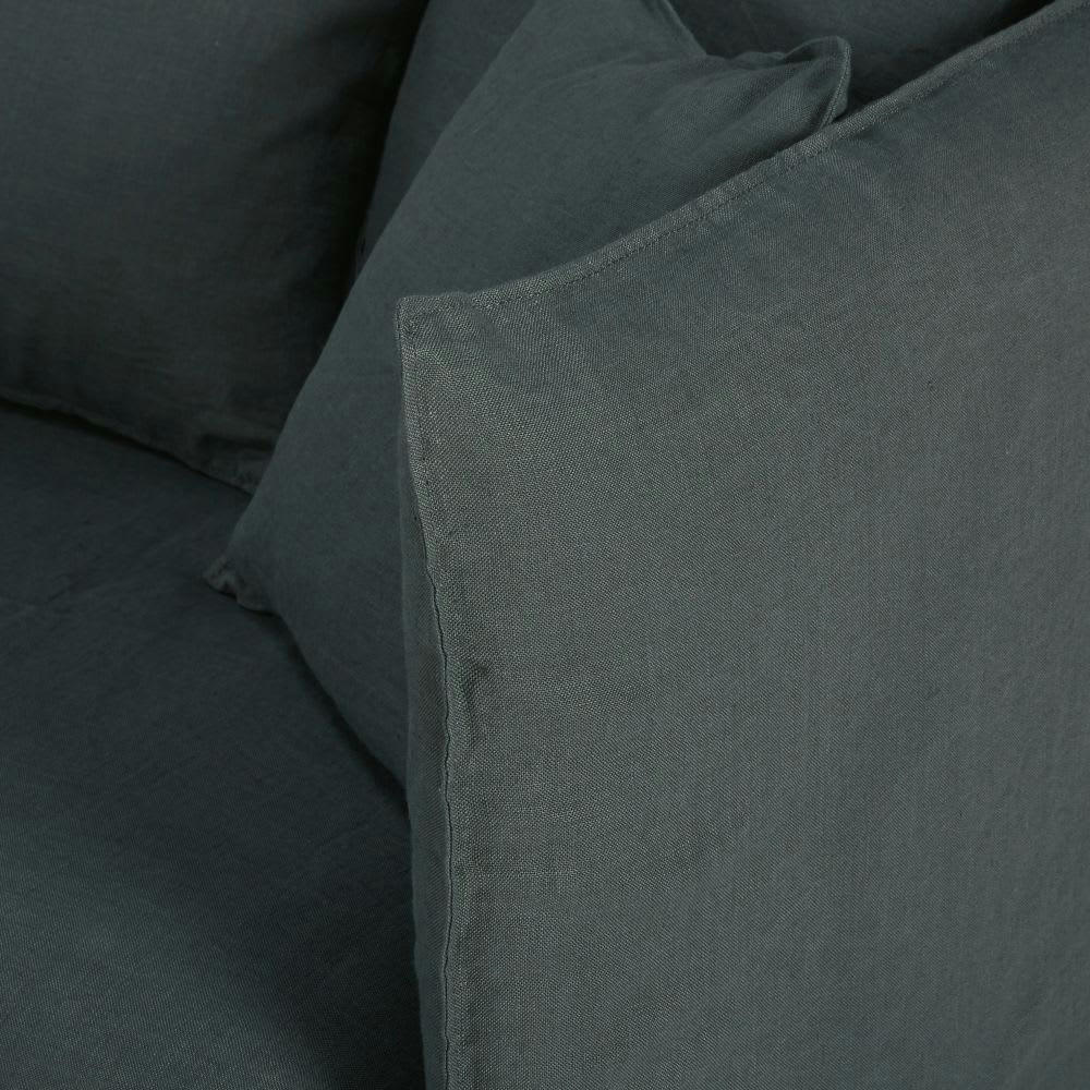 Louvain - Housse de canapé 2 places en lin froissé gris anthracite