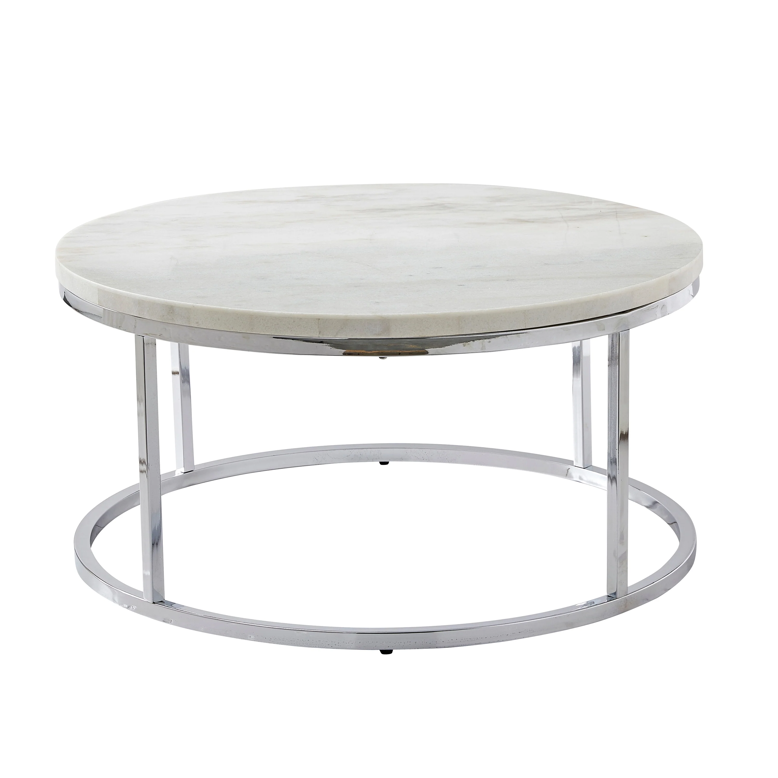 Steve Silver Eden White Marble Top Round Coffee Table