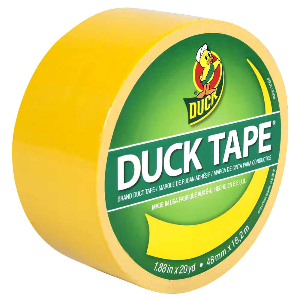 Duck Tape Multi-Purpose Utility Duct Tape, High-Strength Adhesive, Yellow, 1.88-in x 20-yd
