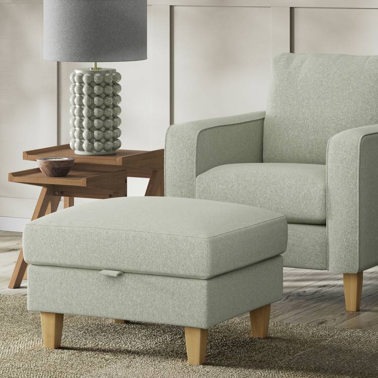Habitat Flint Fabric Storage Footstool - Sage Green