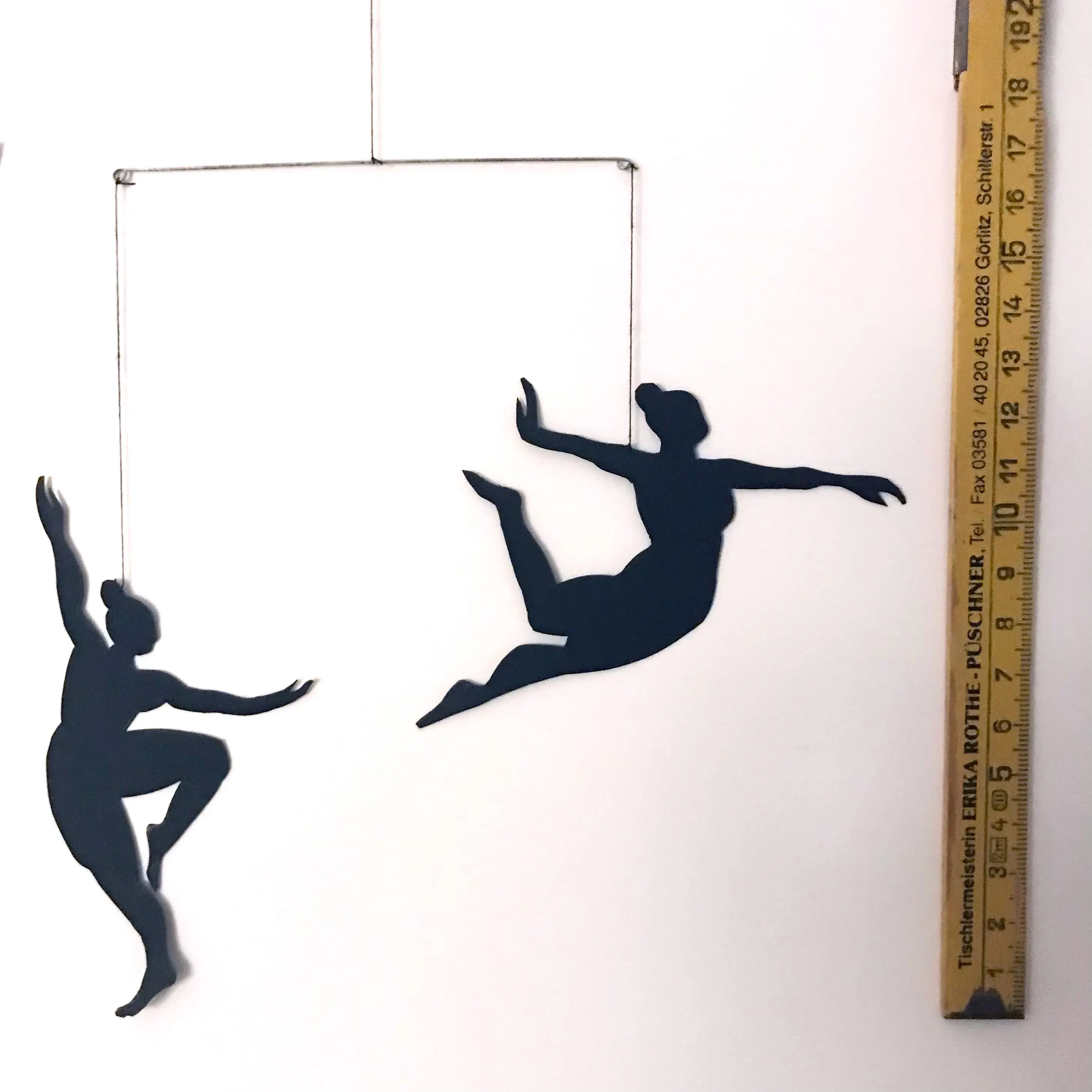 Mobile with dancing women, kinetic room decoration, art object, light and shadow play, window decoration, movable figure display, room sculpture