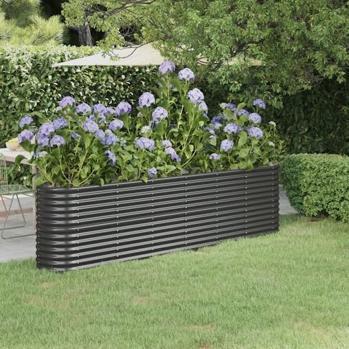 NNEVL Garden Planter Powder-coated Steel 260x40x68 cm Anthracite