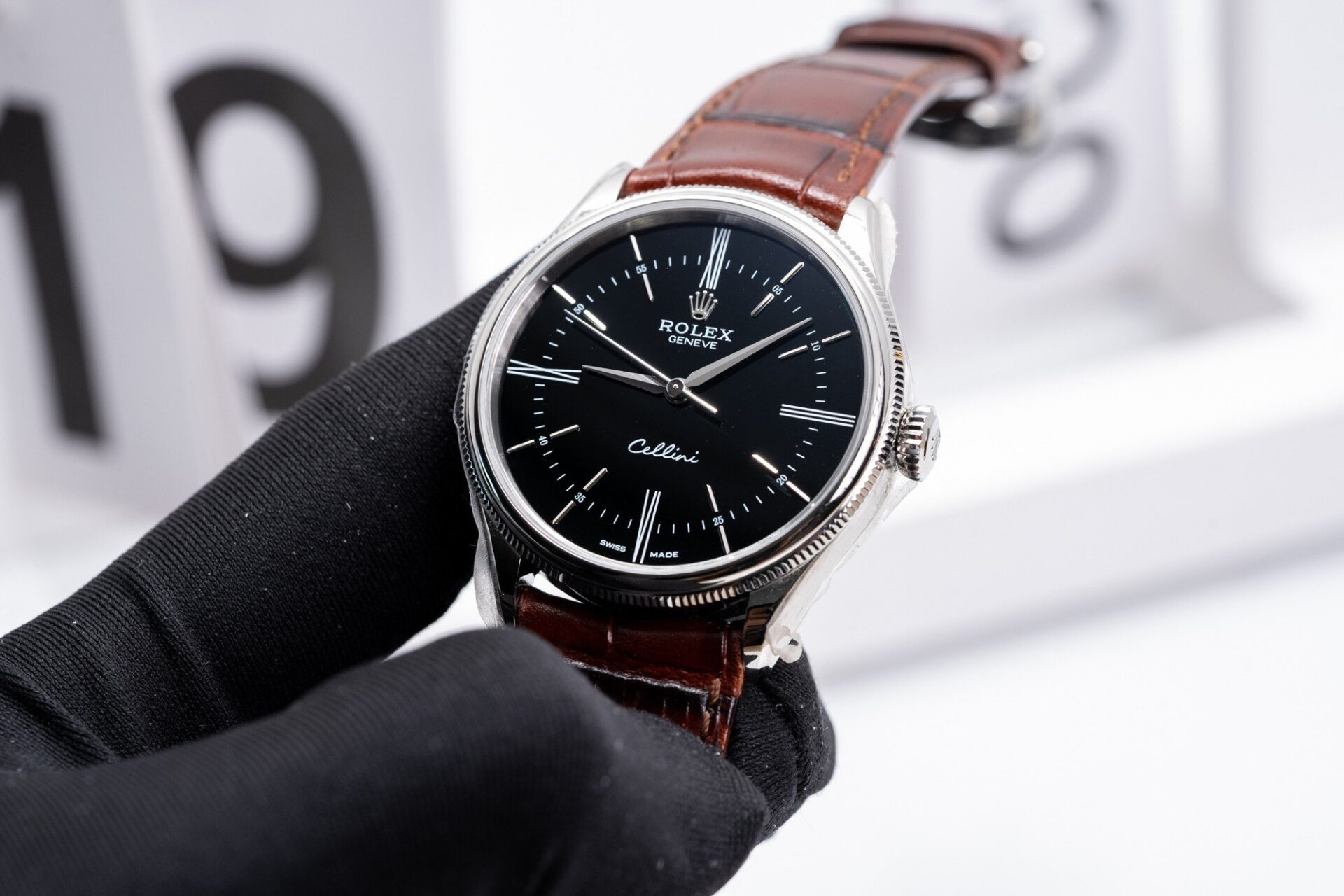 Rolex Cellini 50509 316L Steel Black Dial 39mm Leather MKSF Replica