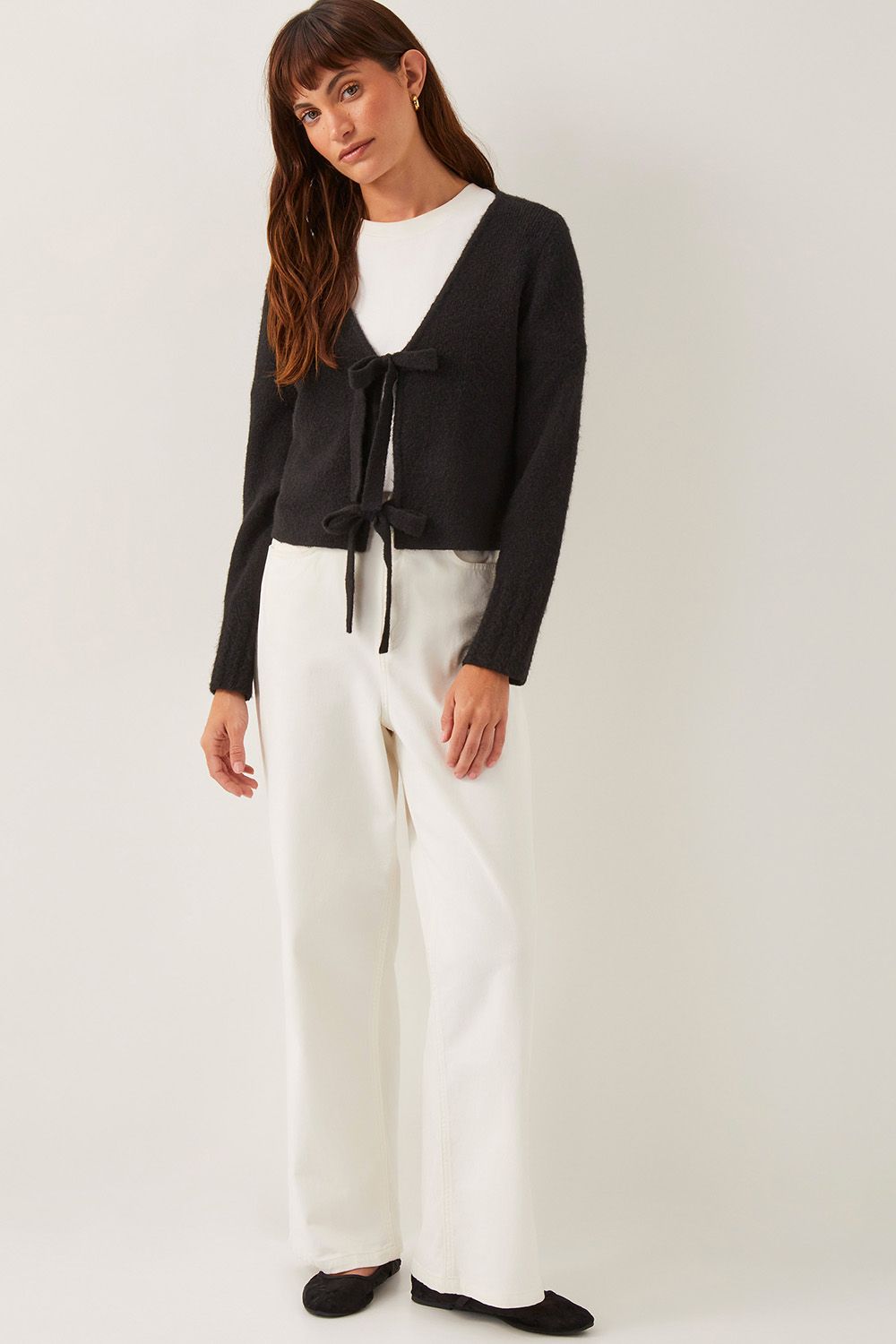 Monsoon Tina Tie Front Cardigan Black