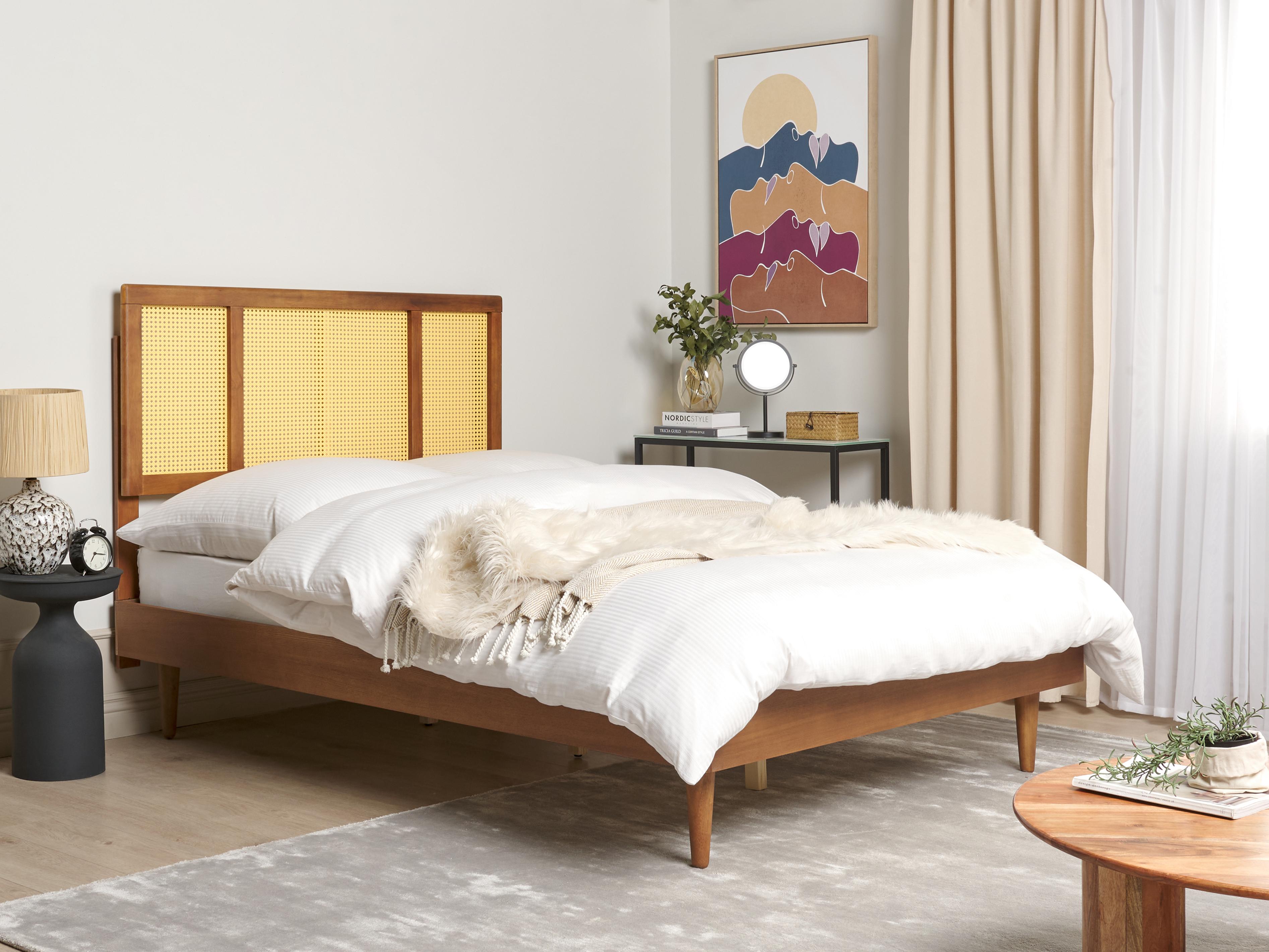 Bed Rattan AURAY 140 x 200 cm (EU Double) Brown