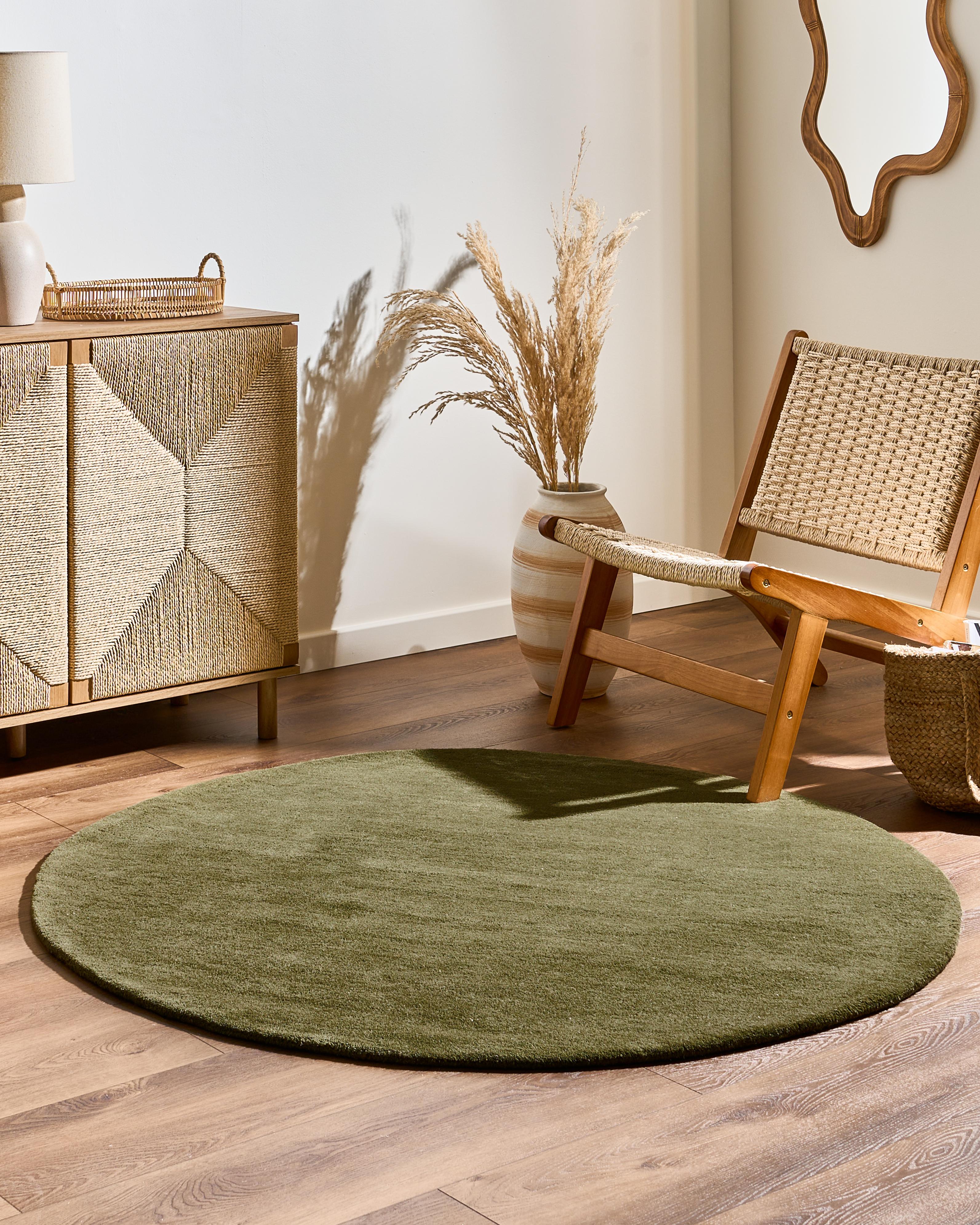 Rug VASCO Olive Green ? 140 cm Wool