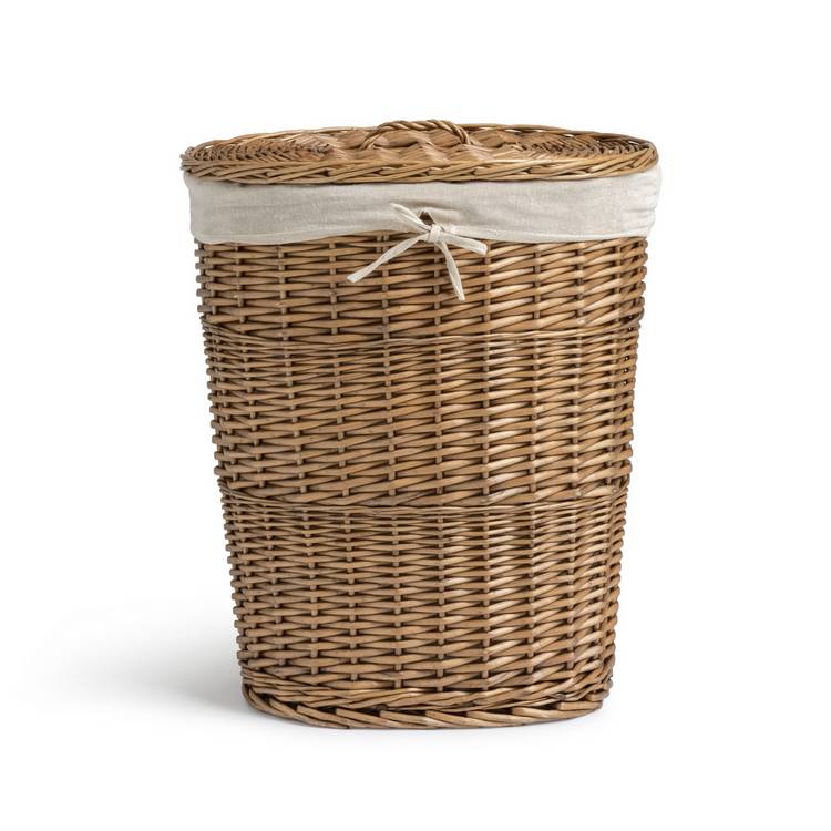 Habitat 60 Litre Oval Willow Linen Basket - Natural