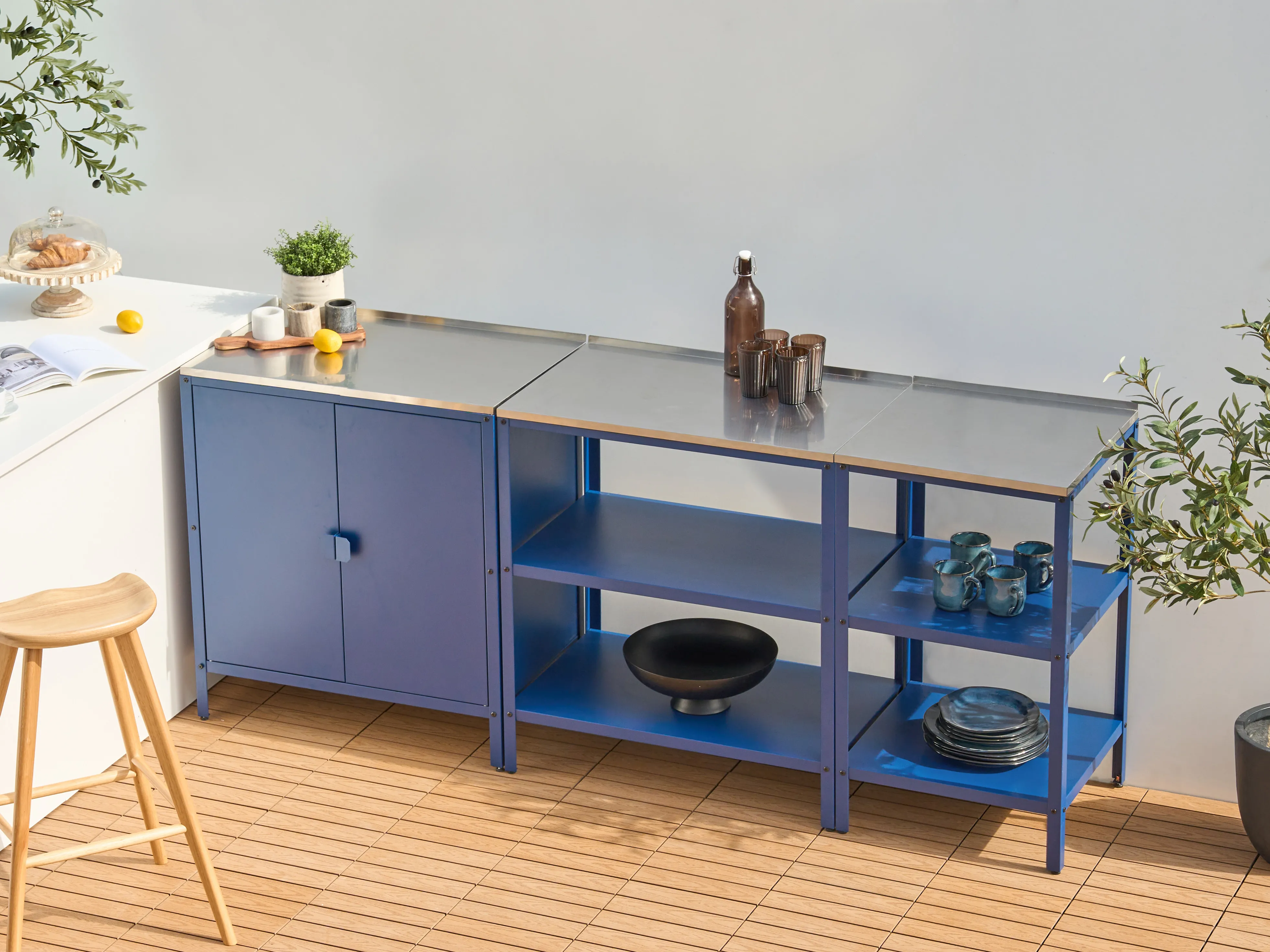 3 Piece Outdoor Kitchen Set VILAMA Metal Blue