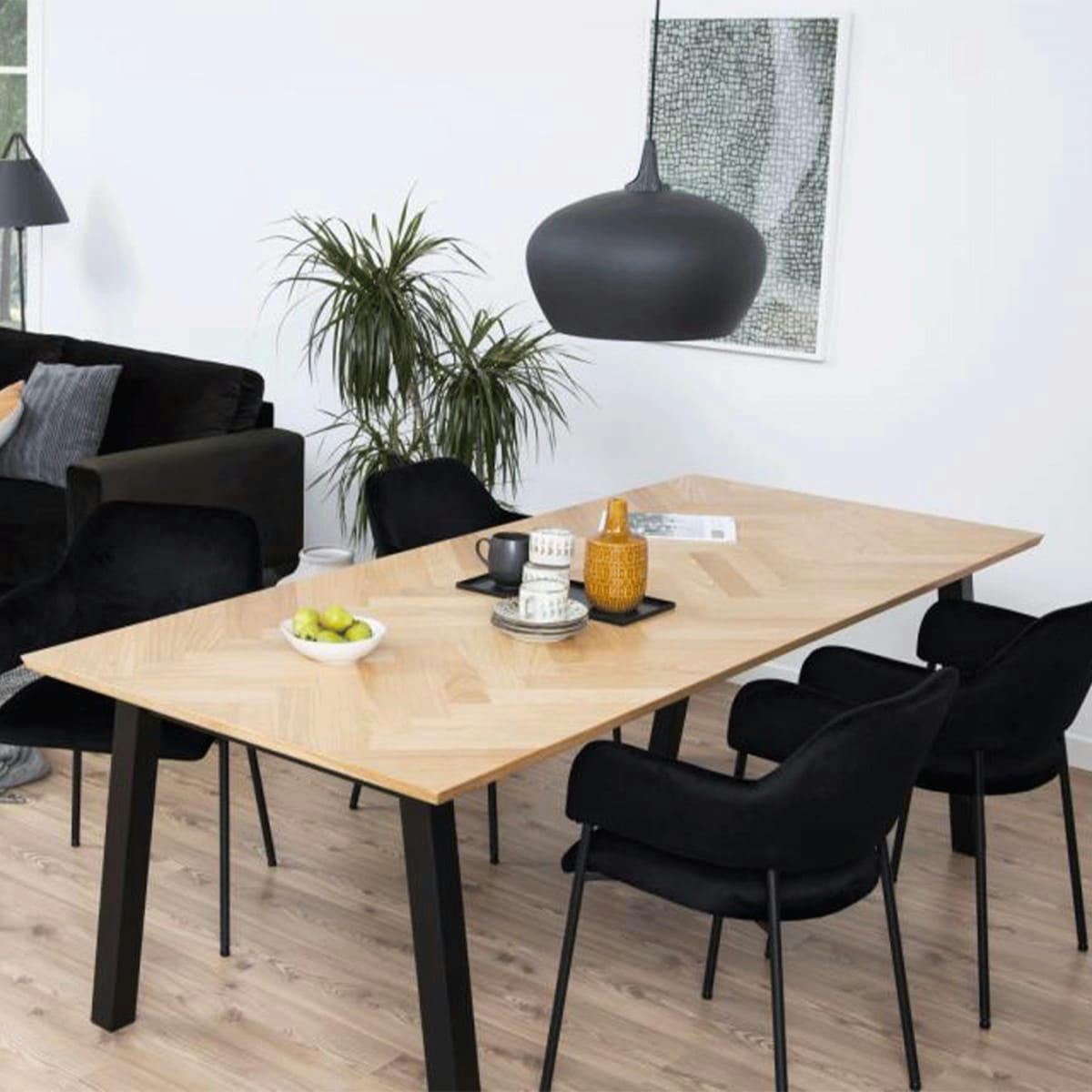 LIMI - Lot de 2 chaises en velours noir avec accoudoirs