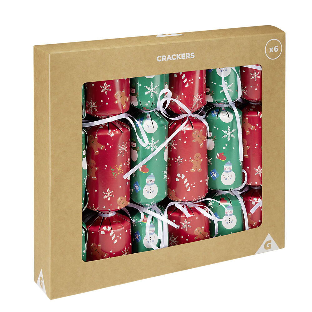 Lot de 6 crackers festif de No&euml;l en papier à remplir