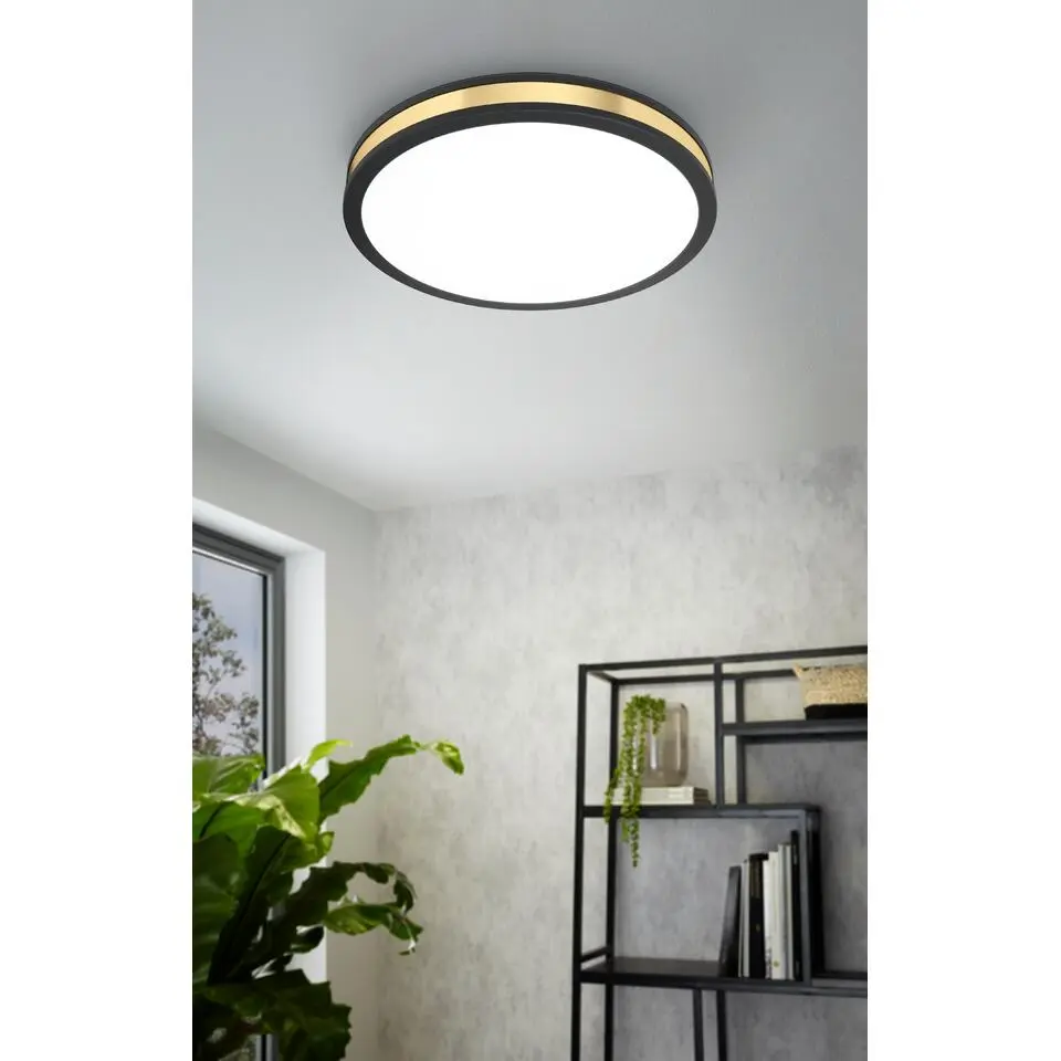 EGLO Pescaito Plafond- en Wandlamp - LED - &Oslash; 38 cm - Zwart/Wit/Goud