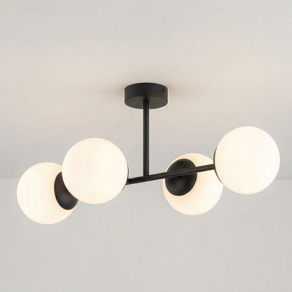 Glorena lampa sufitowa 4xE14 czarna/białe klosze