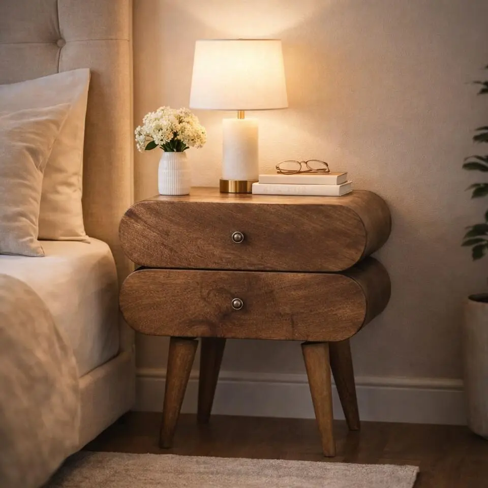 Artisan Furniture Massief hout Slimline 2-lade nachtkastje