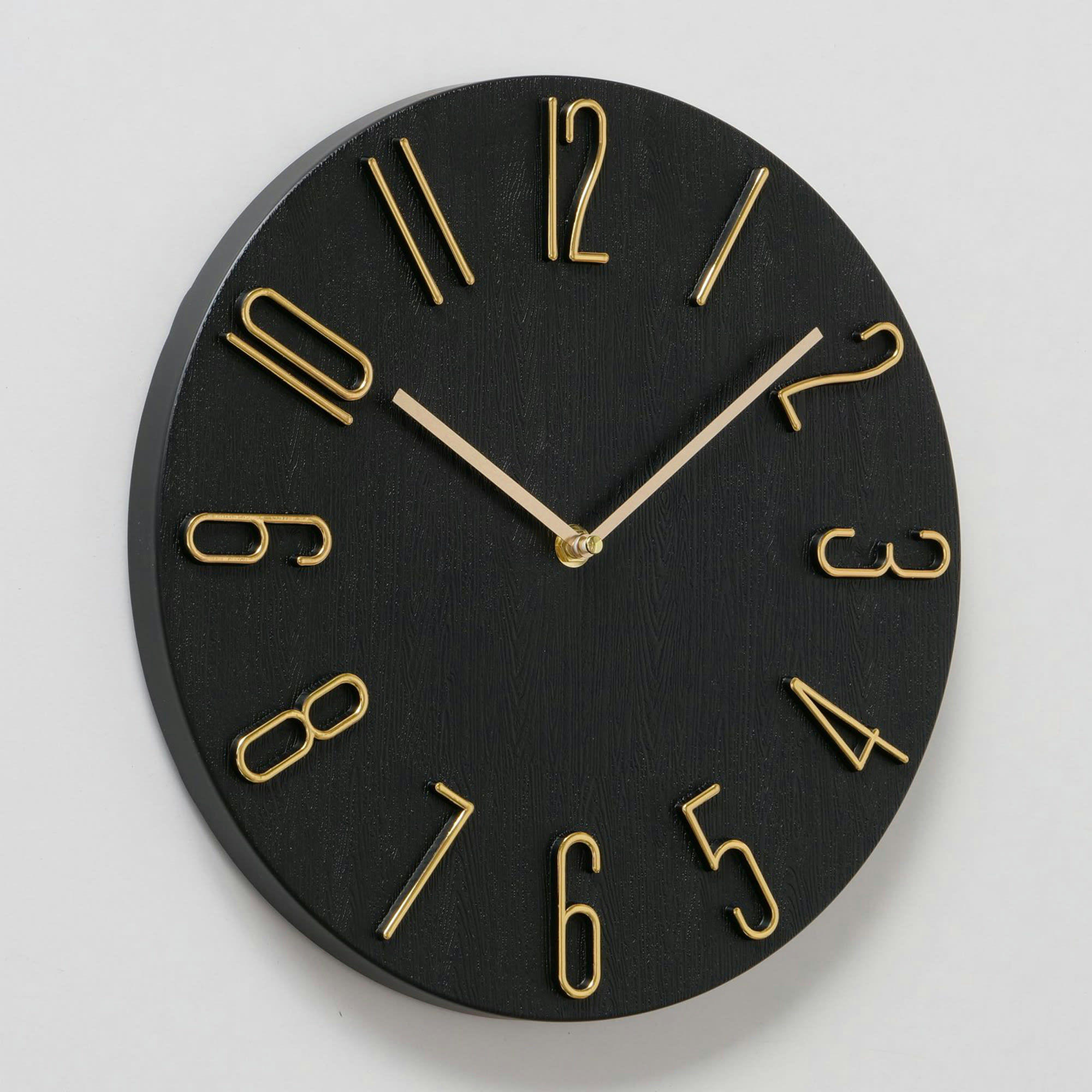 - Horloge murale effet bois noir et doré diamètre 30cm