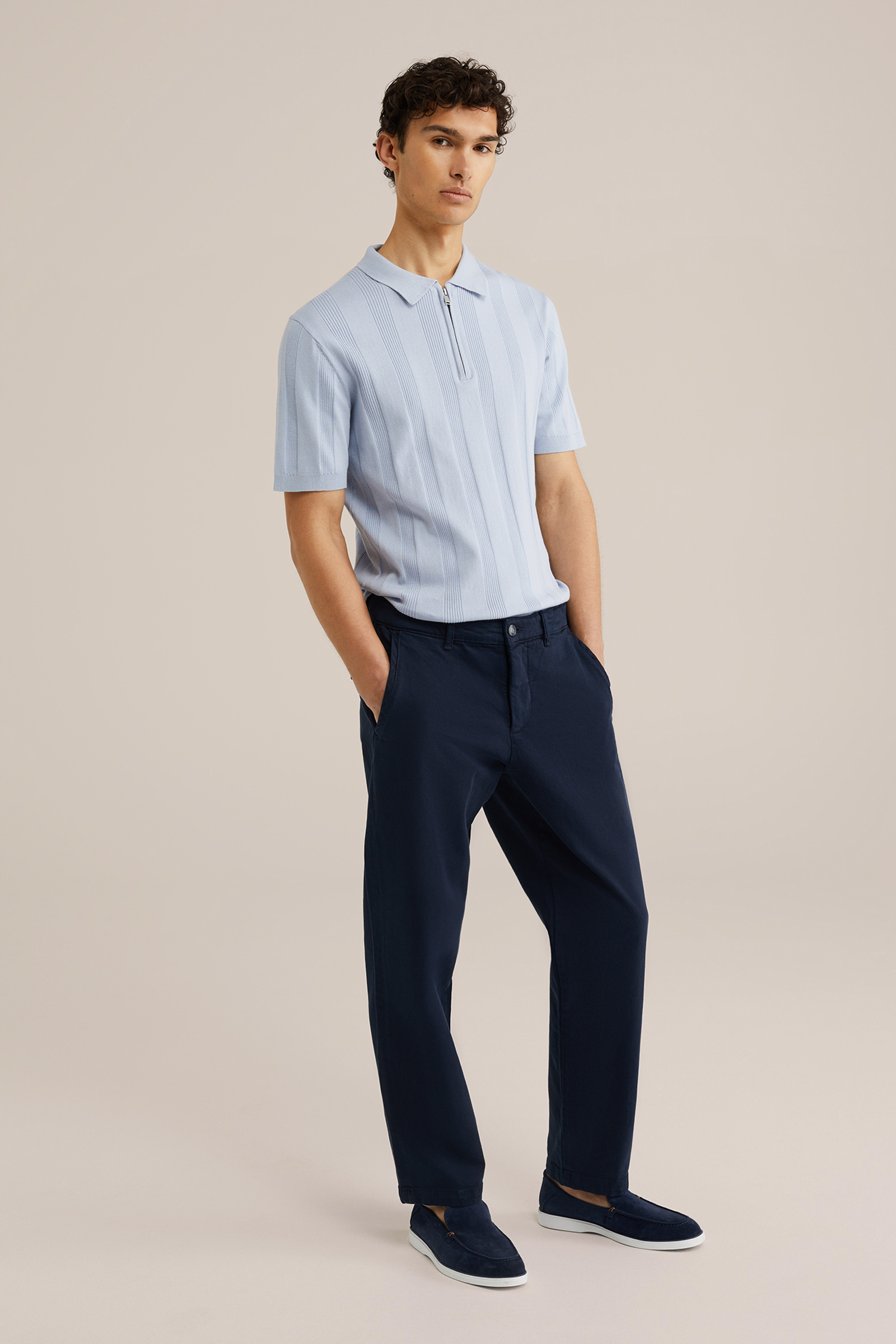 Heren Regular fit gebreide polo met rits