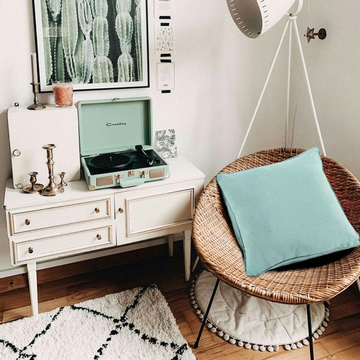 COTTON - Coussin de sol en polycoton bleu clair 70x70