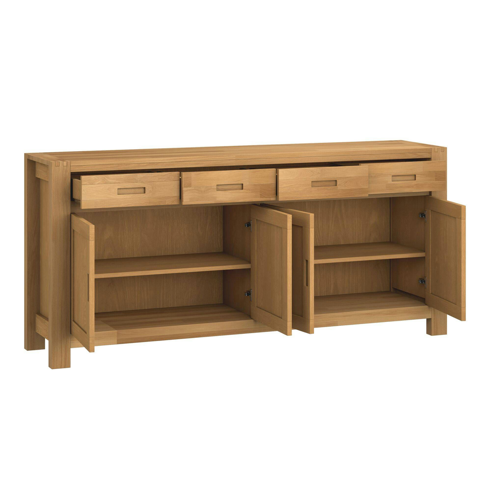 LUMINESCENCE - Buffet 4 portes, 4 tiroirs en bois finition chêne huilé