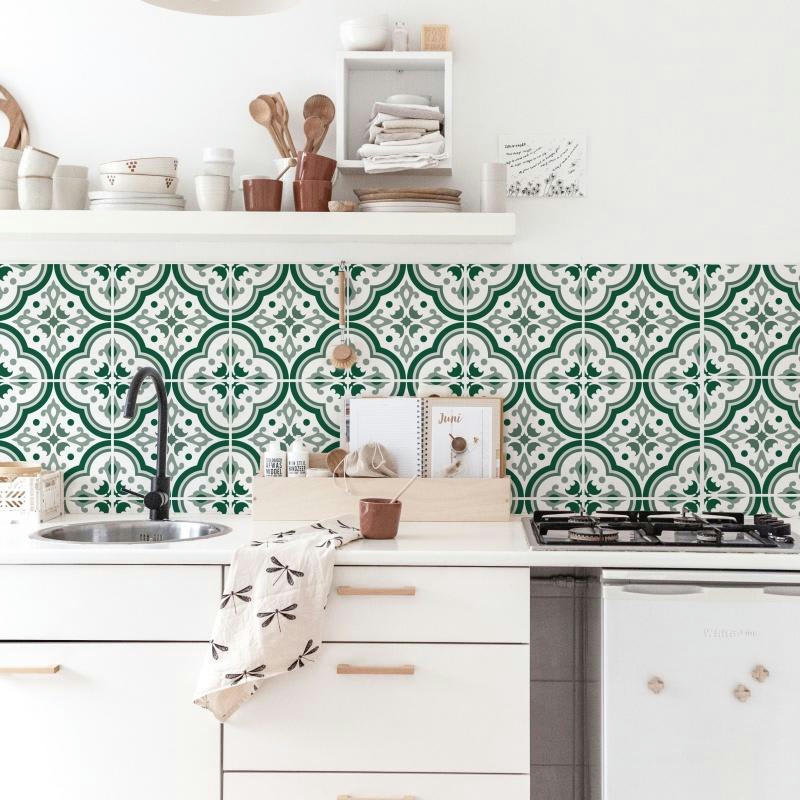 LISBONA - Papier peint vinyle adhésif lisbona vertes 50x300 cm