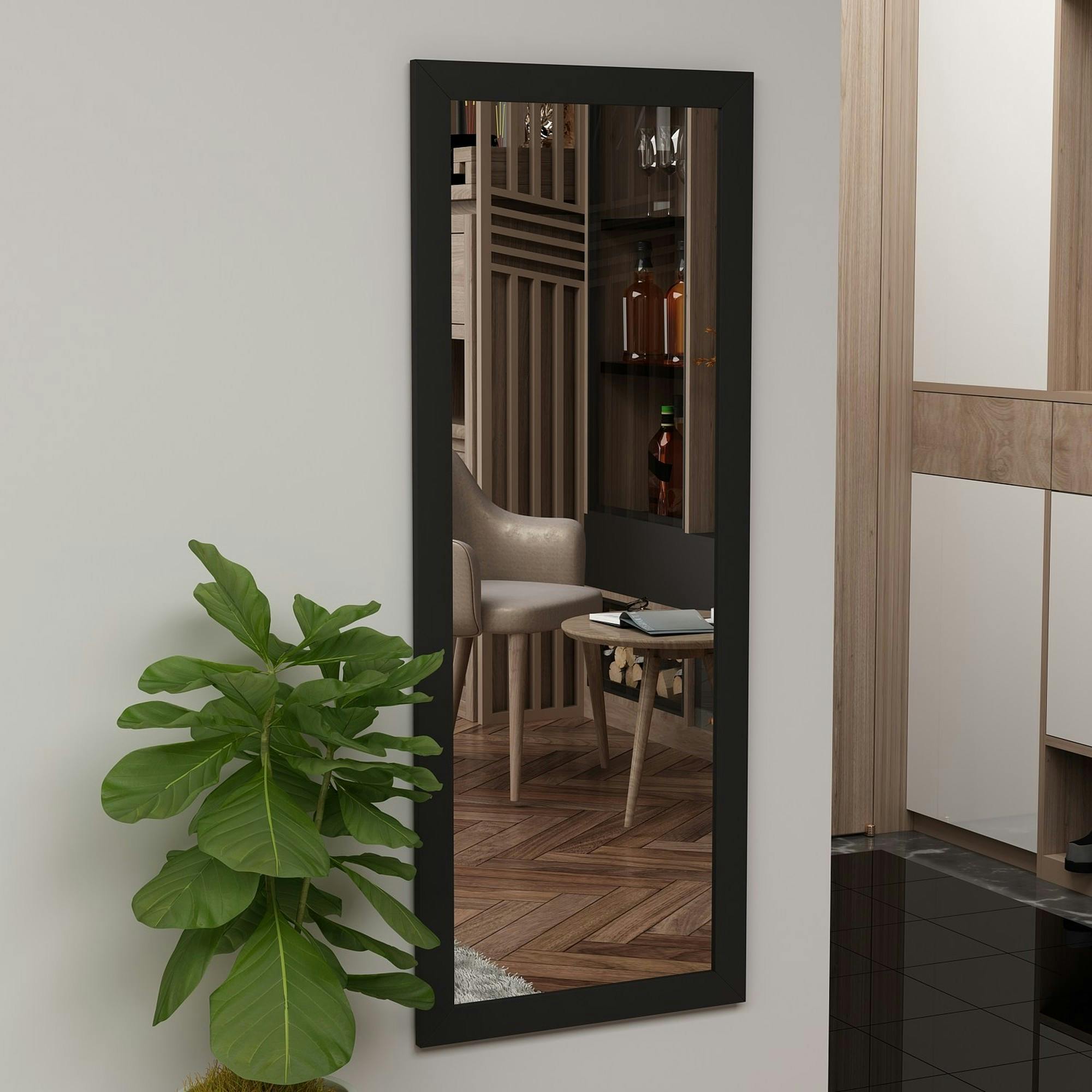 Miroir rectangulaire mural avec cadre noir 105 cm CODY