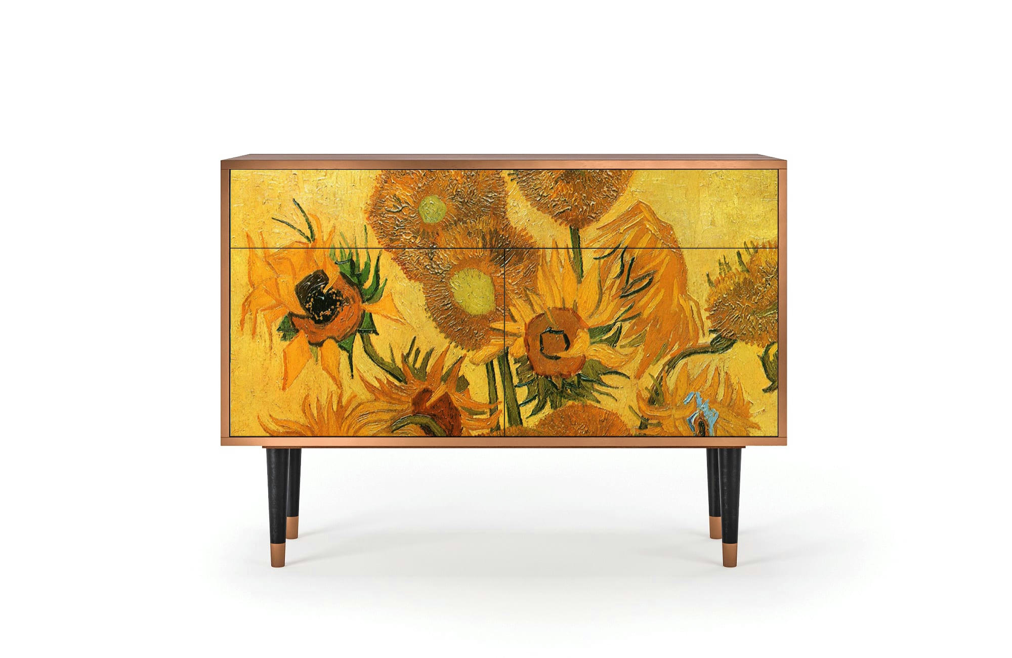 SUNFLOWERS BY VINCENT VAN GOGH - Buffet  jaune 2 tiroirs et 2 portes L 115 cm