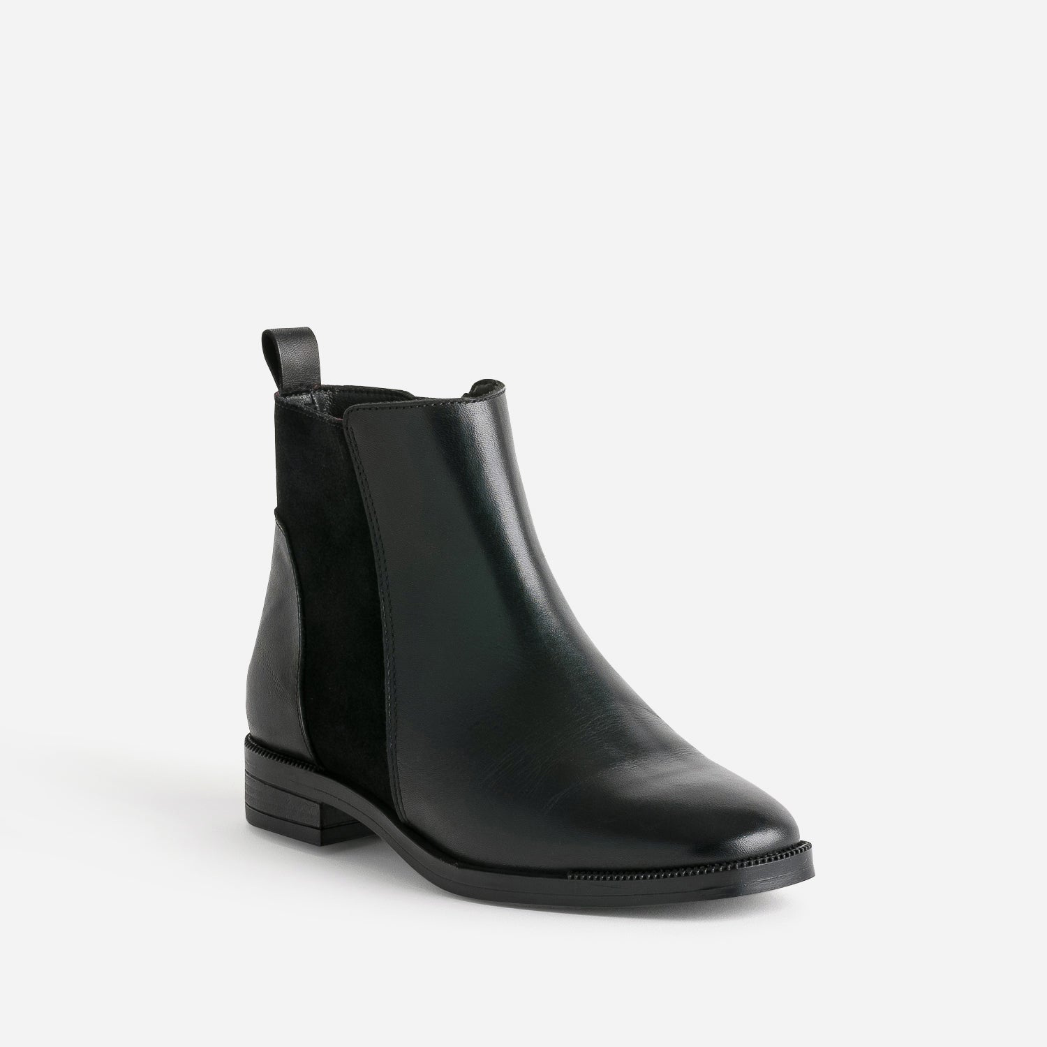 Boots noir cuir bi-matière